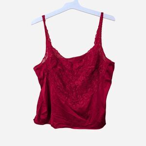 Vintage‎ Vanity Fair Red Satin Lace Camisole Top ❤️ Coquette Indie Sleaze